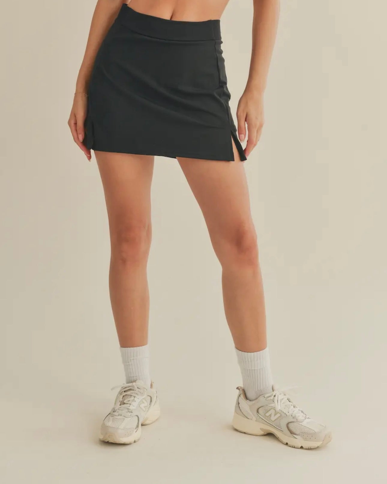 High Waist Tennis Skirt- Black