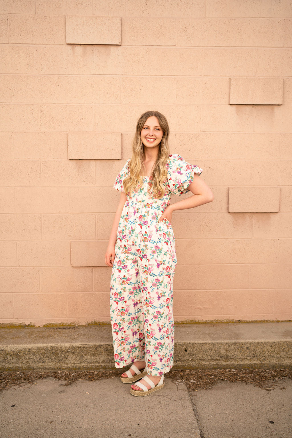 April Jumpsuit- Ivory Floral