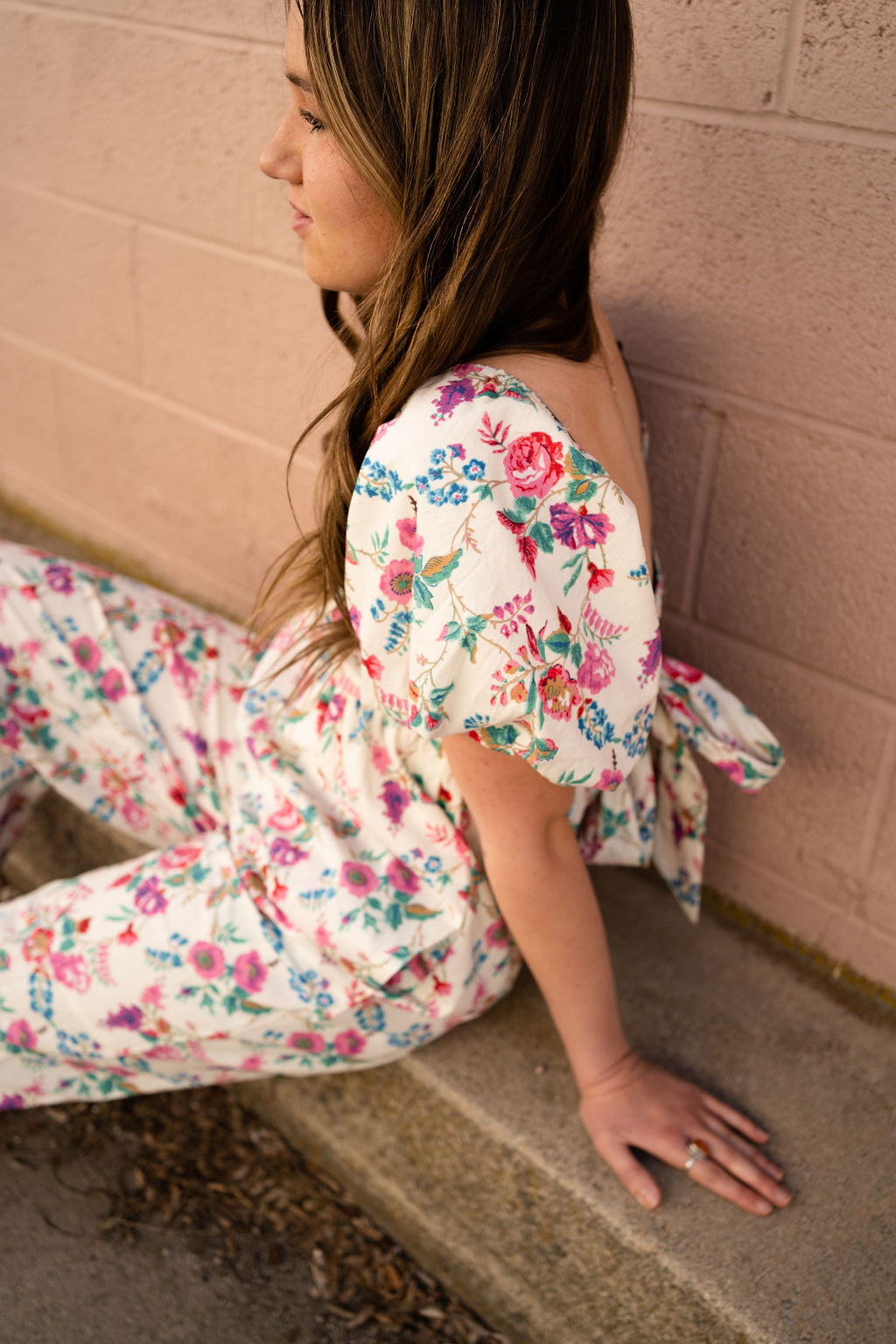 April Jumpsuit- Ivory Floral