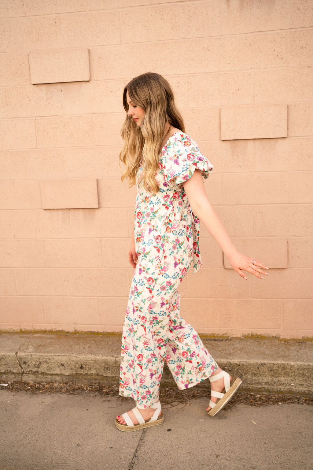 April Jumpsuit- Ivory Floral